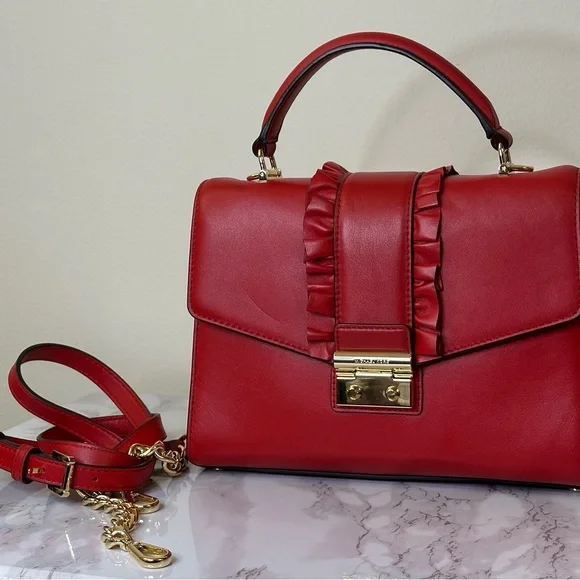 Michael Kors Red Satchel with Gold Accents - Picture 3 of 3